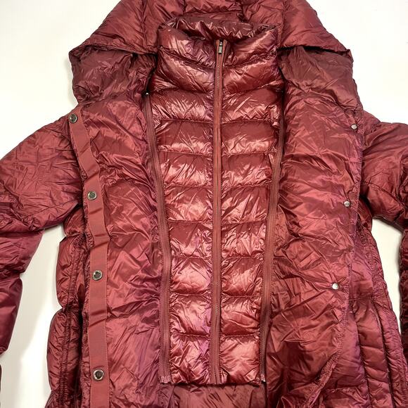 NWOT Athleta XS Burgundy Lofty Down Hooded Coat Puffer Parka Maple Maroon Red - Picture 8 of 16